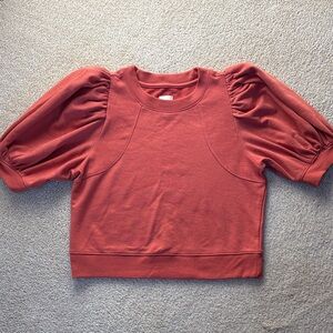 Anthropologie Maeve puff sleeve sweatshirt, terracotta, size small NWOT